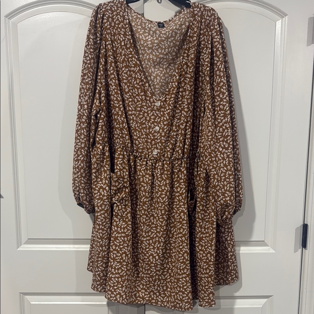 Brown Floral Women's Dress